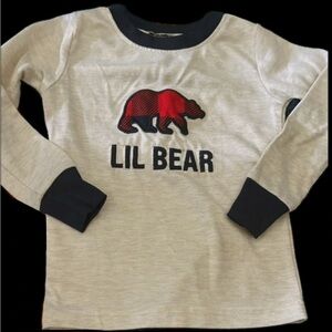 Lil Bear Kids Long Sleeve Shirt - Cream and Navy